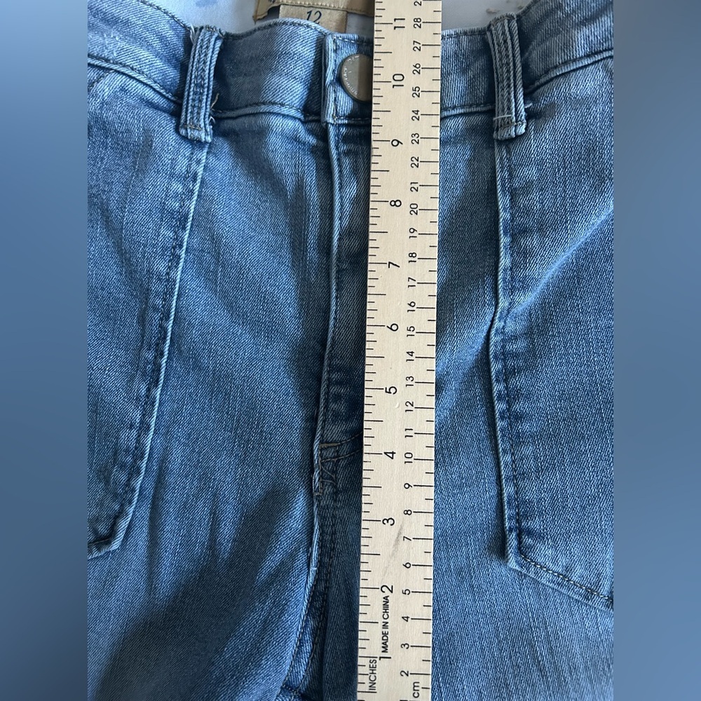 Democracy sailor pocket style jeans, women’s size 12, blue wash. Raw hem. - Picture 5 of 9